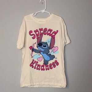 Spread Kindness Stitch Graphic Tee - Cream & Pink